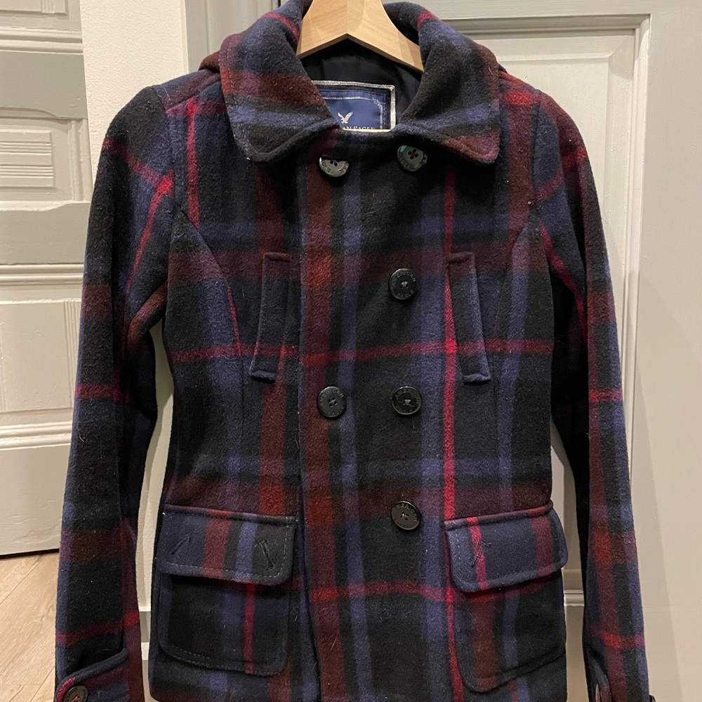 American Eagle XS Plaid Coat
